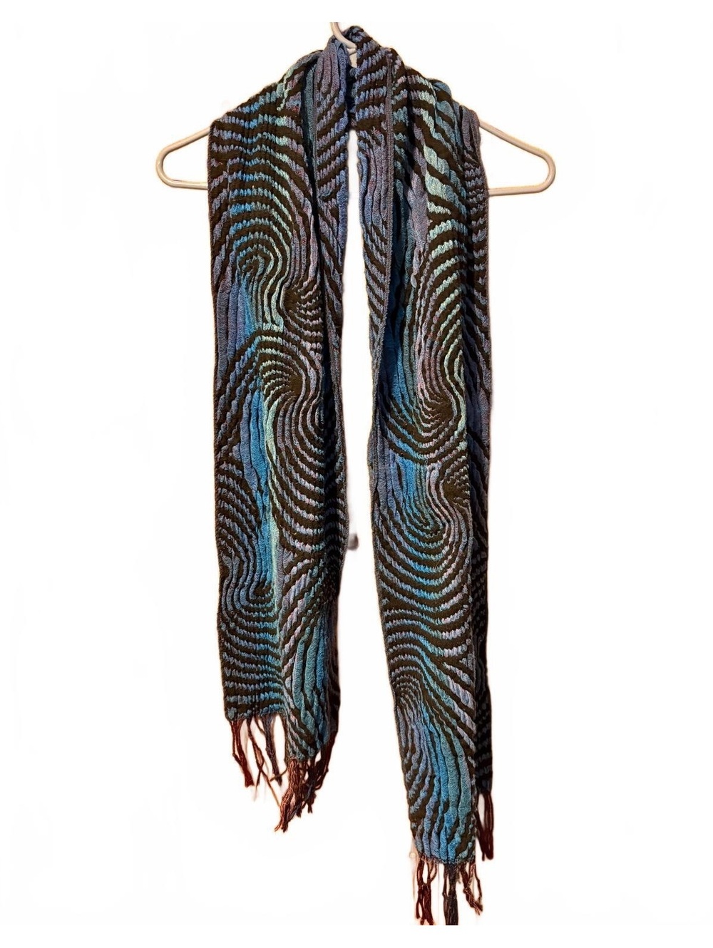 Joy Susan bohemian pucker swirl fringe scarf